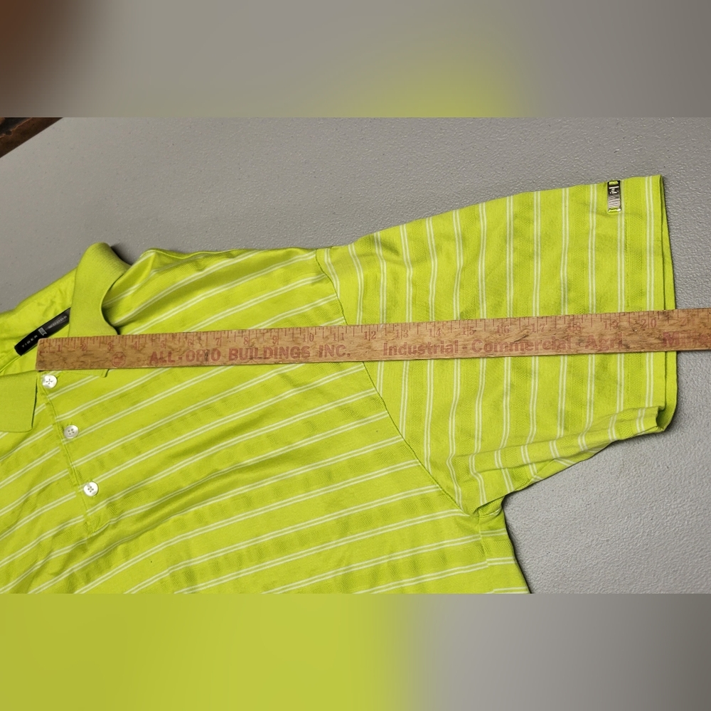 Tiger Woods Short Sleeve Golf Polo Lime Green Striped XL Cotton - Picture 3 of 10